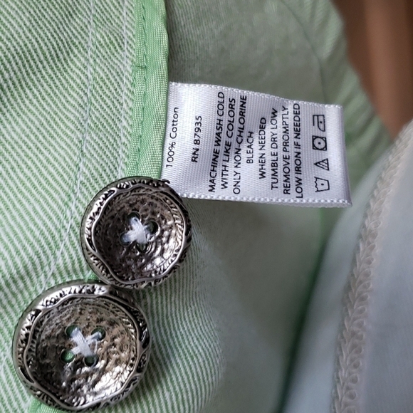 SUSAN GRAVER DENIM JACKET SZ L LIGHT GREEN - Picture 7 of 8